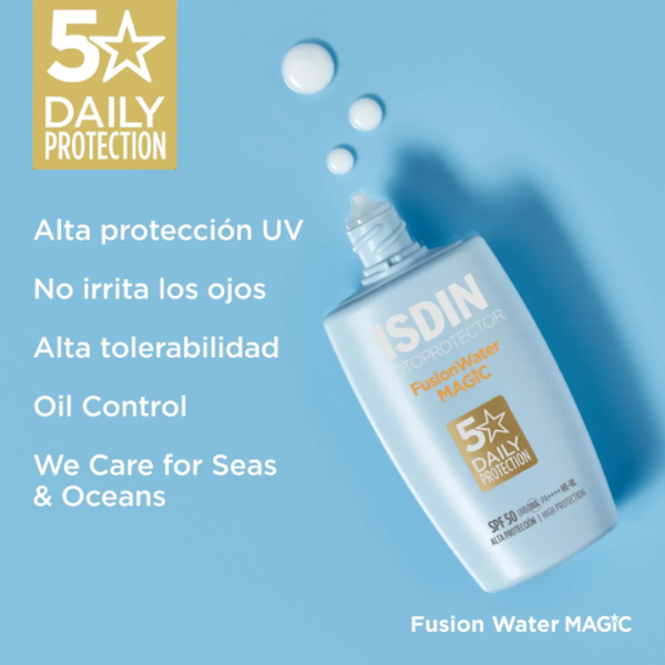 Protector Solar ISDIN Facial oil control Fusion Water MAGIC FSP 50, 50ml - Imagen 2